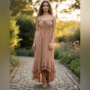 Chic Tan High Low Dress
